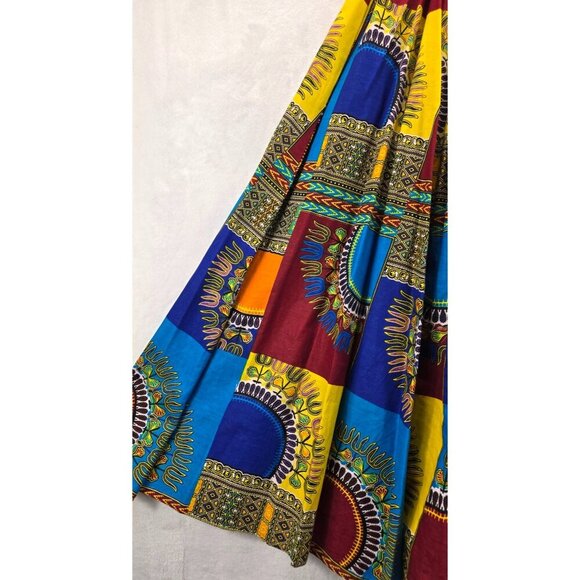 Full Panel Maxi Skirt S/M 28" Elastic Waist Boho Ethnic Tribal Cotton Circular - Picture 9 of 13